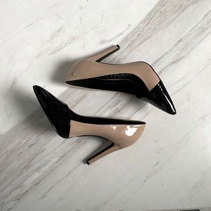Calvin Klein Black Tan Colorblock Heels